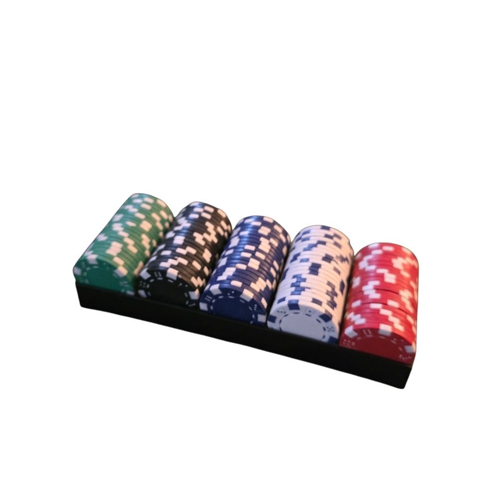 100 Piece Poker Chip Set with Tray | Casino Style Chips